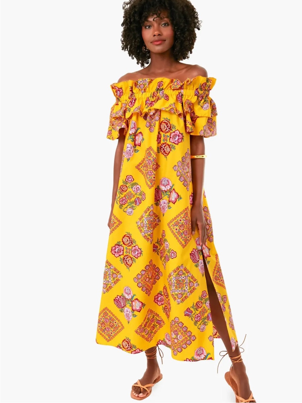 NWT LA DOUBLEJ Breakfast Off-Shoulder Ruffled Dress L